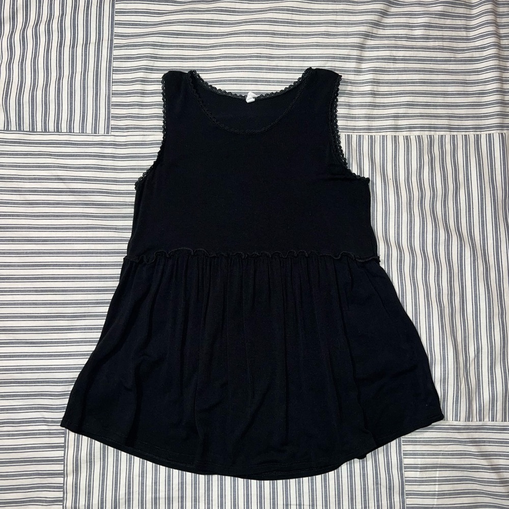 Pink Blush sleeveless peplum top / black